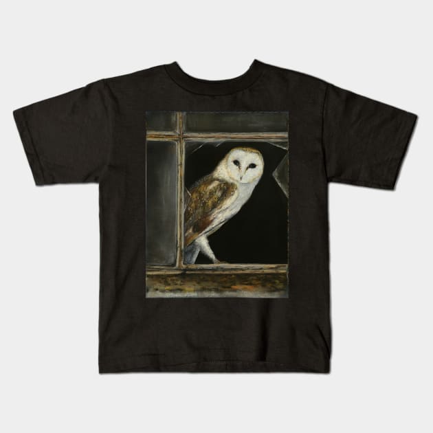 Barn Owl Kids T-Shirt by AlexaZari